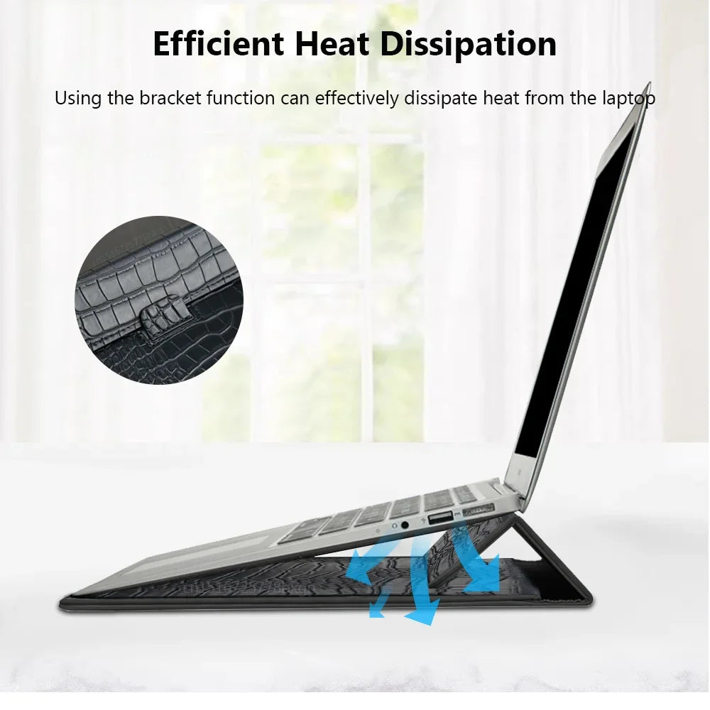 Crocodile Leather Flip Case Bag Laptop Sleeve for Macbook Air 13 14 15