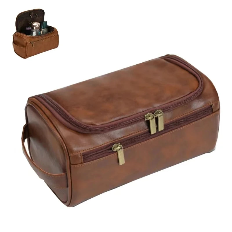 Leather Toiletry Bag for Men Women Dopp Kit Mens Hanging Toiletry Bag