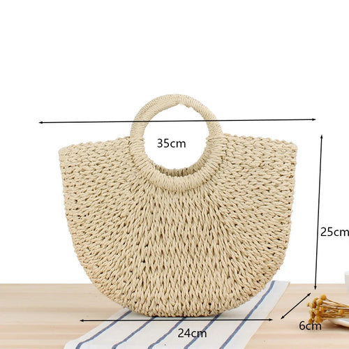 Summer Handmade Bags for Women Beach Weaving Ladies Straw Bag Wrapped