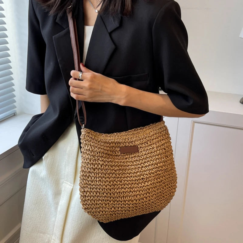 Woven Summer Fashion Straw Bag Beach Holiday Crossbody Bag Shopping