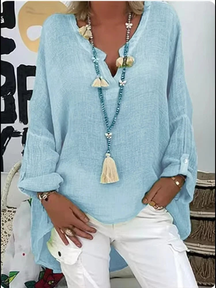 6-Color Loose Shirt Women's Casual Solid Color Top Spring Autumn