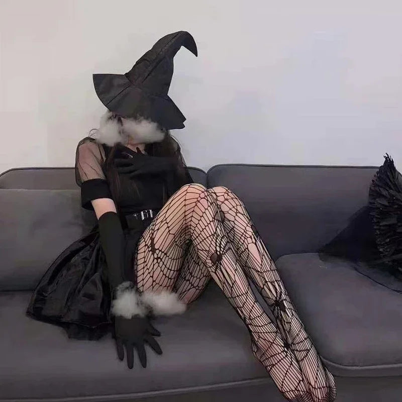 Woman Girls Gothic Cartoon Fishnet Stockings Snake Kuromies Skull