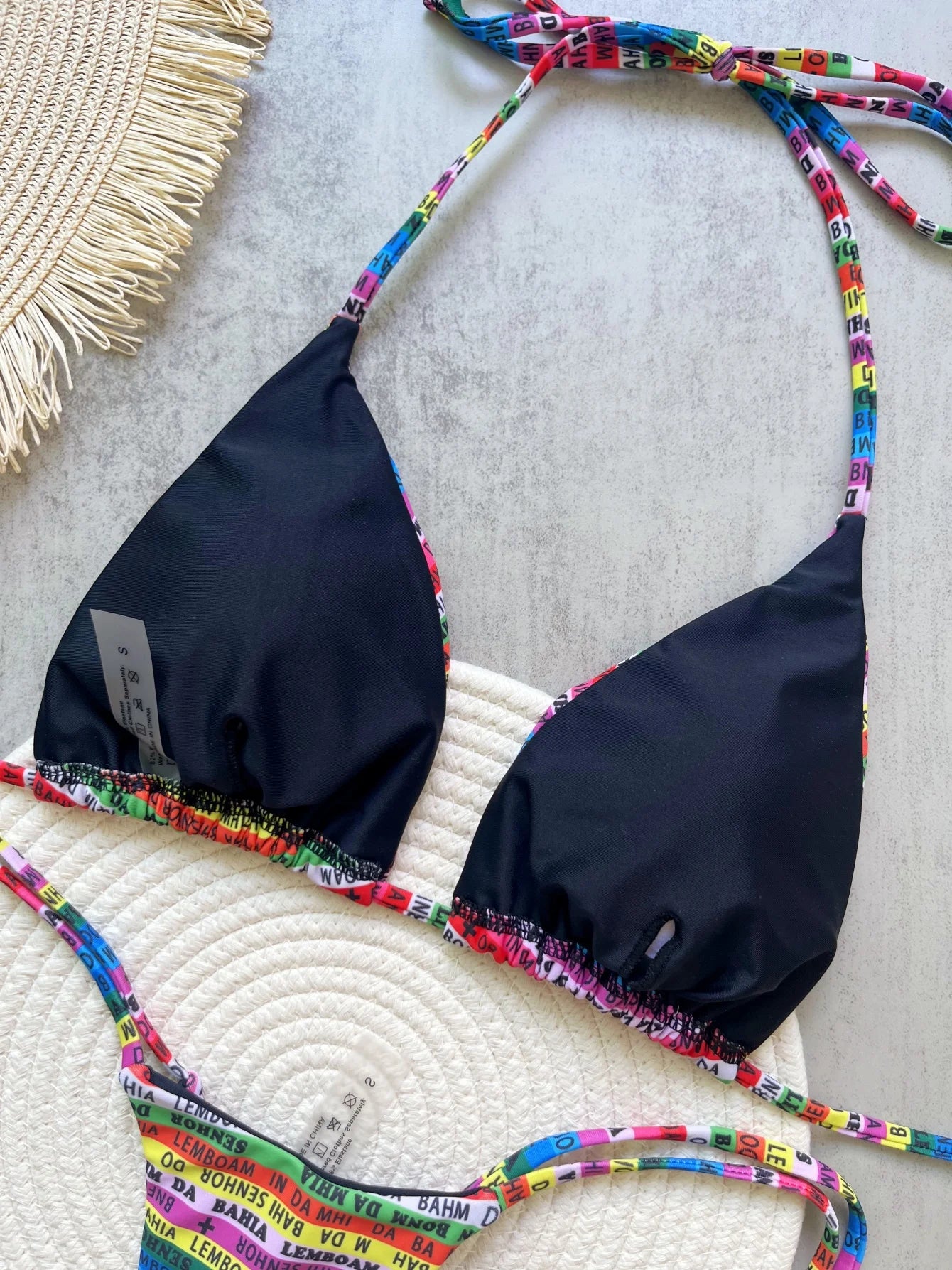 RUOTONSEPT Letters Printed Colorful Mini Thong Bikini Women Swimwear