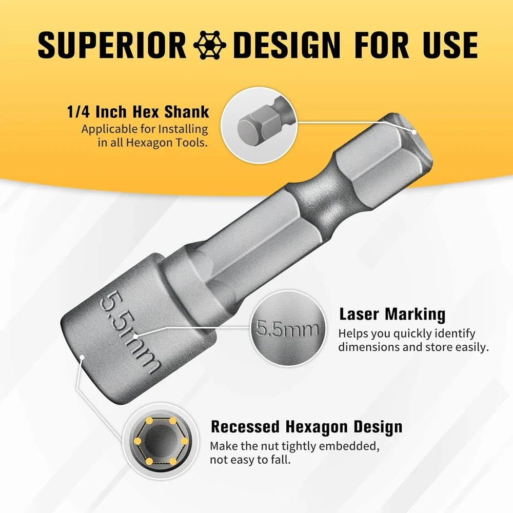 9/14PCS Powerful Socket Hexagonal Wrench Hexagonal Handle Screwdriver