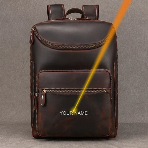 Luufan Men's Backpack Genuine Leather 15 Inch Business Laptop Daypack
