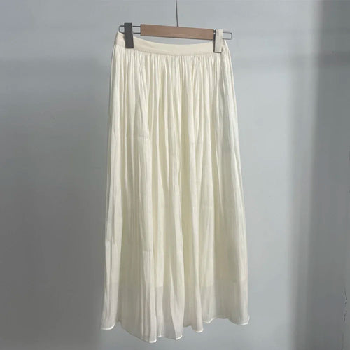 Hirsionsan Satin High Waist Skirts Women 2024 New Soft Smooth Silk