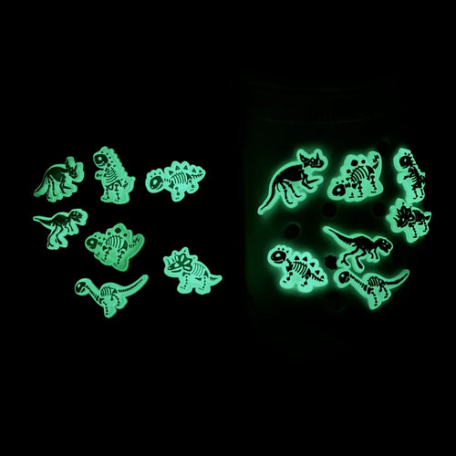 14pcs Luminous Dinosaur Skeleton Pattern Shoe Charms For Hole Shoes