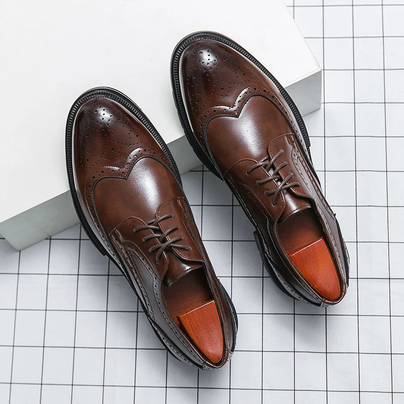 British Style Shoes for Men’s Genuine Leather Business Formal Oxfords