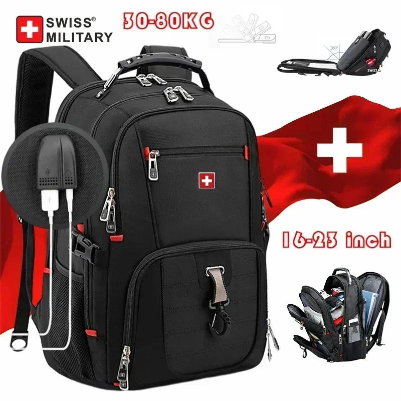 SWISS 17" Laptop Backpack Waterproof USB Charge Port Swiss-style