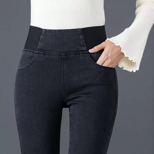 Oversize 26-38 Black Skinny Pencil Jeans Women High Waist Slim Denim