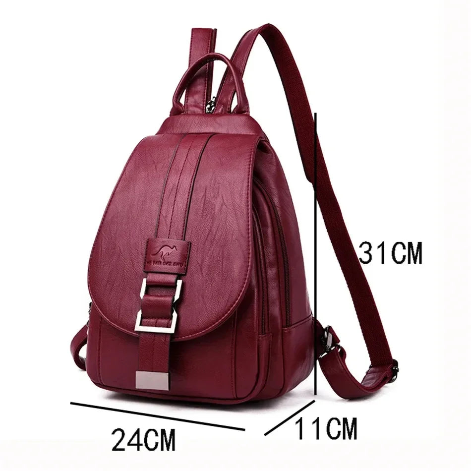 Multifunctional Women Leather Backpacks Casual Backpack For Teenager