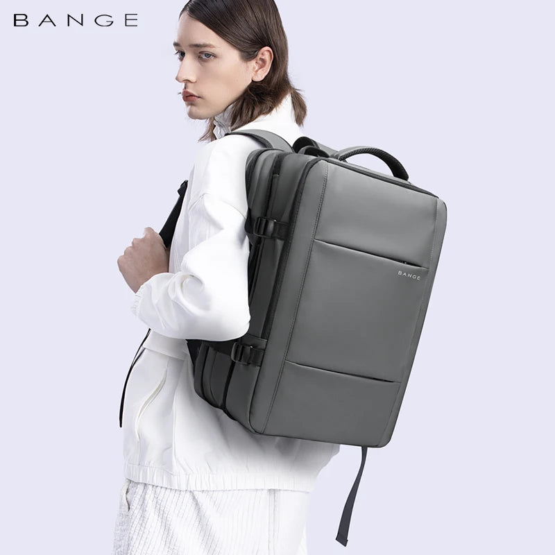 BANGE Aesthetic Men Business Backpack School Expandable USB Bag, Large