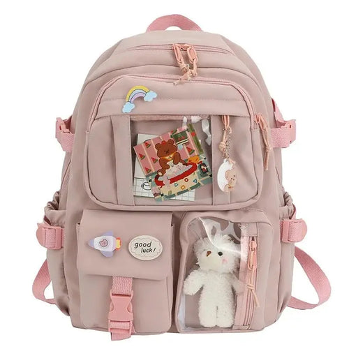 Cute Women Backpacks Waterproof Multi-Pocket Nylon School Backpack for