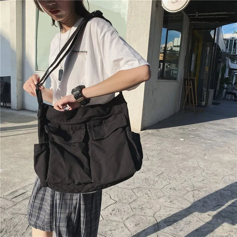 Women Vintage Handbag Canvas Teenager Shoulder Tote Bags Messenger