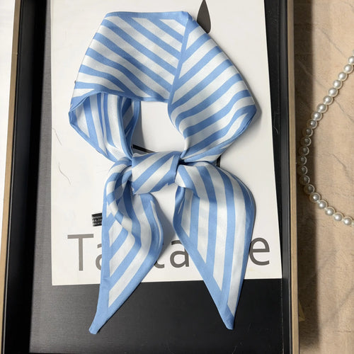 Fashion Print Hair Ribbon Scarf Women Neck Tie Bag Silk Skinny