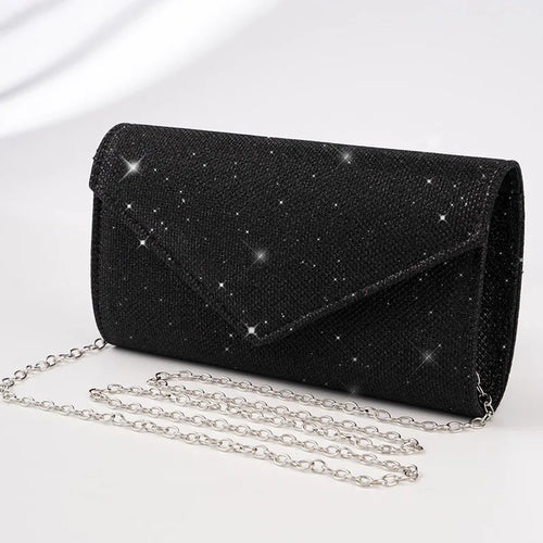 Women Envelope Evening Bag Glitter Ladies Chain Shoulder Bags Shiny