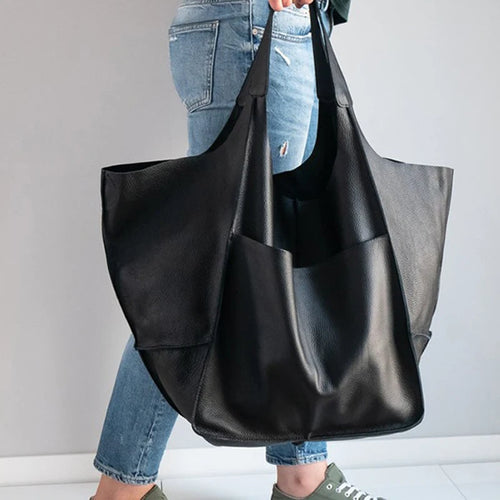 Rretro Handmade Big Beach Tote Bag High Capacity Zipper Shoulder Solid