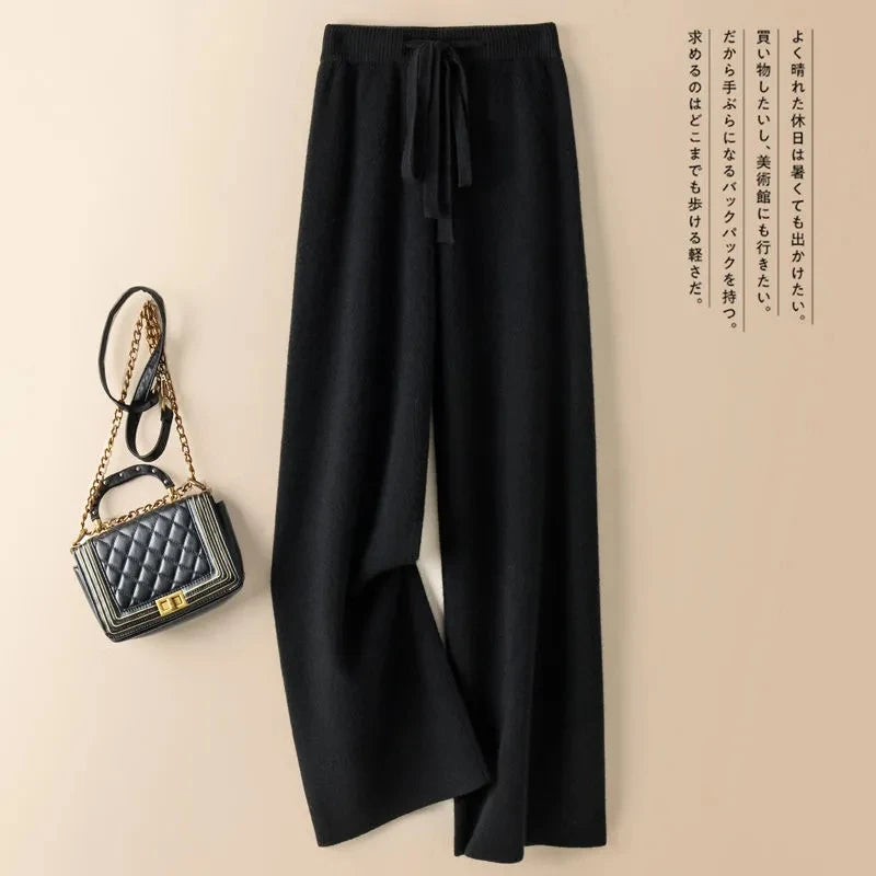 Thick Warm Knitted Casual Chic Basic Soft Elastic High Waist Women's