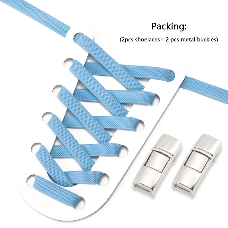 Elastic Laces Sneakers Press Lock Shoelaces Without Ties 8MM Wide