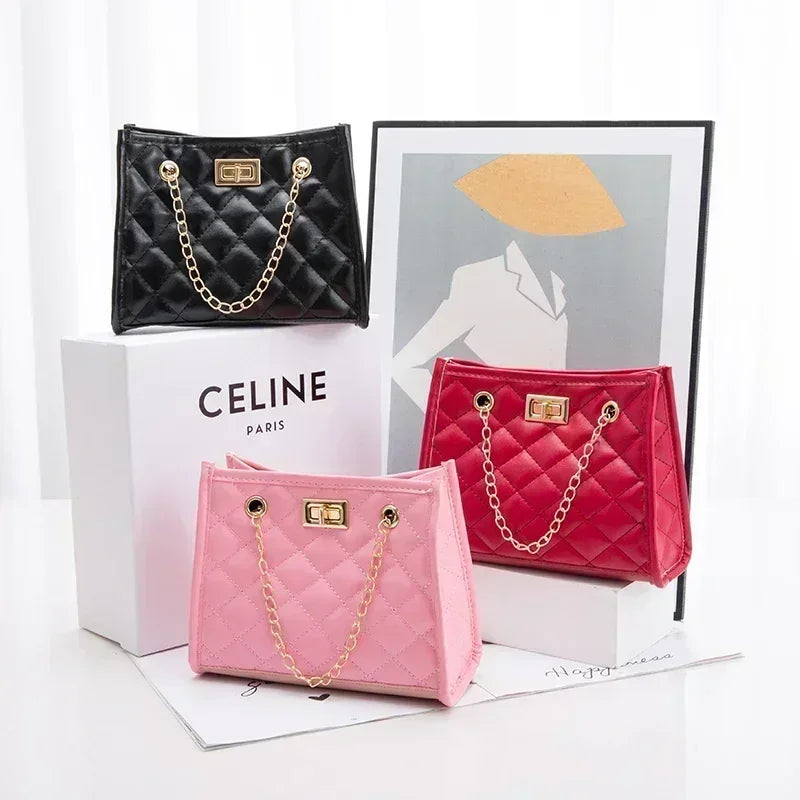 Women's Tote Bags, Handbag with Chains, Diamond Lattice Underarm