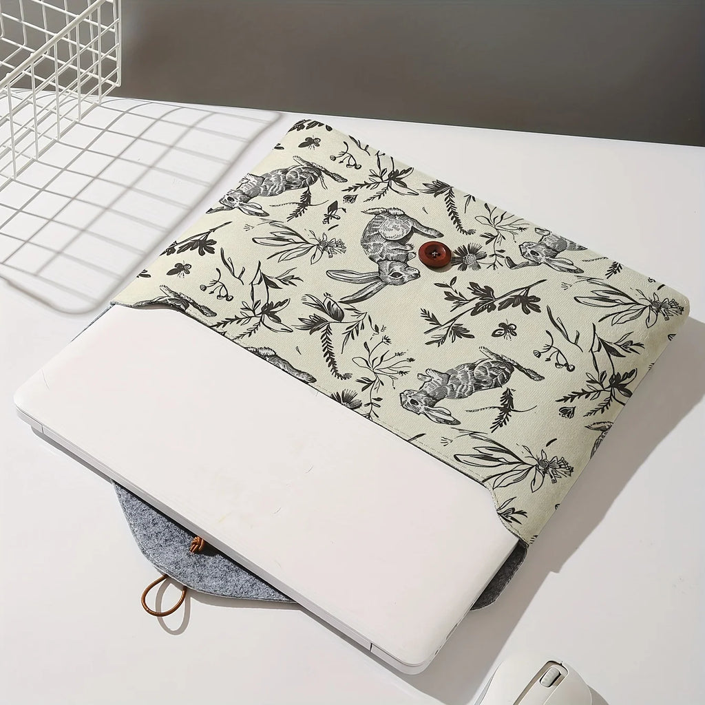 Rabbit print pattern laptop bag with soft laptop fabric cover,