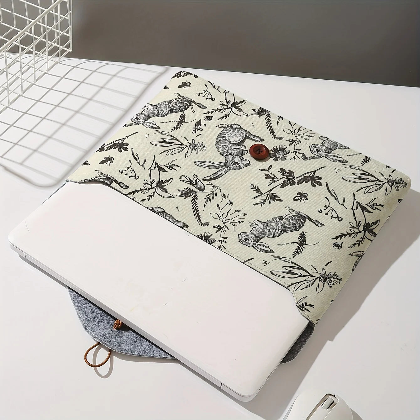 Rabbit print pattern laptop bag with soft laptop fabric cover,