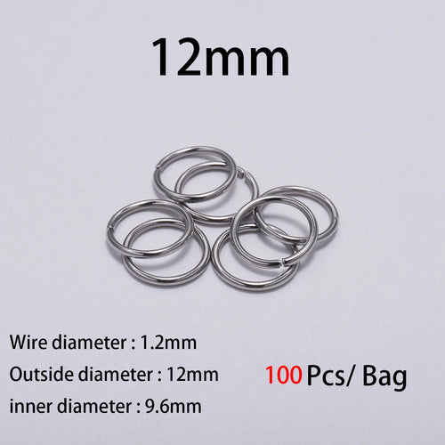 30-200Pcs 3-25mm Stainless Steel Split Ring Open Single Loops Jump