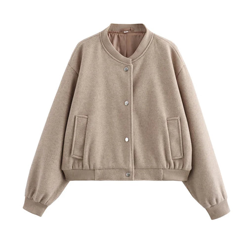 MUJER 2025 Women Jacket Cropped Bomber Jackets For Women Beige Black