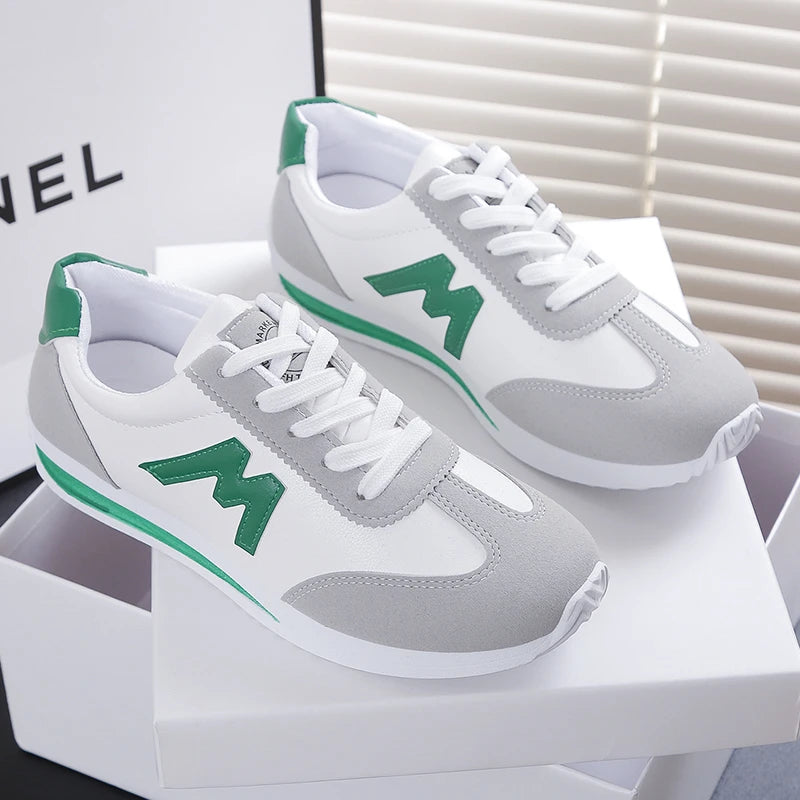 New 2024 Women Casual Walking Shoes Summer Flat Lace Up Leather High