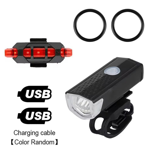 Bike Light Set Front Light with Taillight USB Rechargeable Easy to