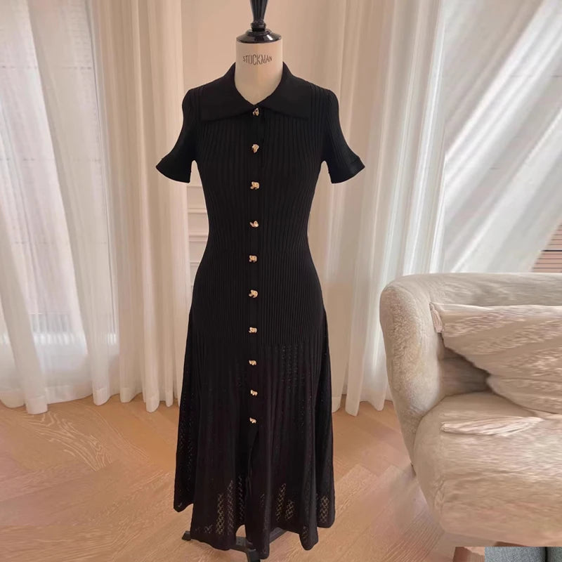 YuooMuoo Summer Maxi Dress Women Knit Black Green Long Bodycon Korean