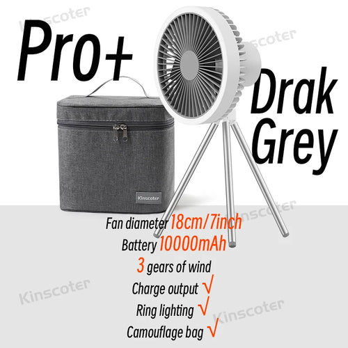 10000mAh Camping Fan Rechargeable Desktop Portable Air Circulator