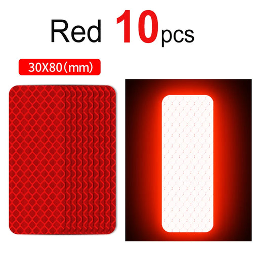 10~60pcs Bicycle Reflective Stickers Secure 30x80mm Warning Strip Car
