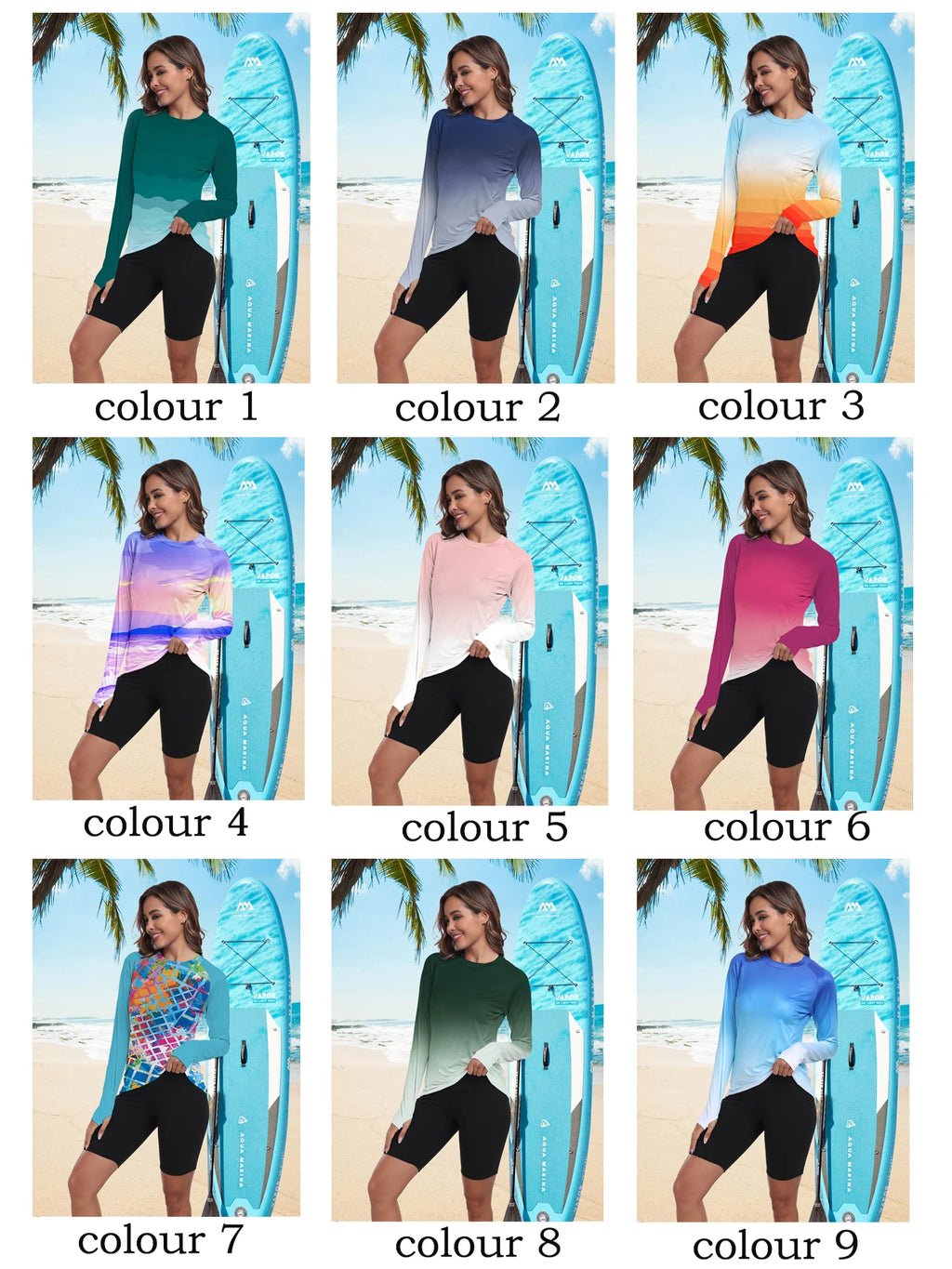 Women's UPF 50+ Sun Shirts Long Sleeve UV Protection Rash Guard