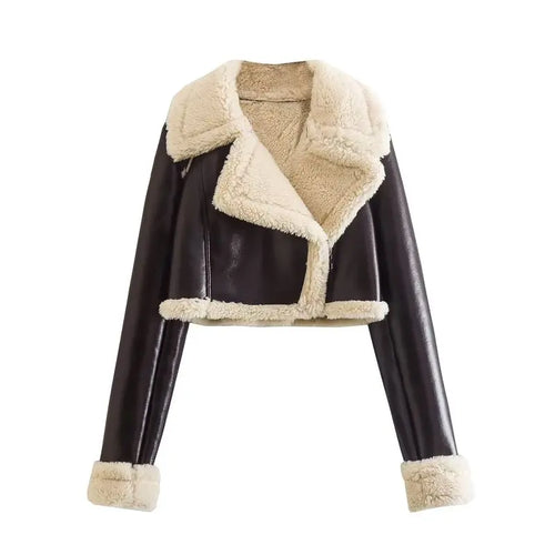 Willshela Women Fashion Solid Front Zipper Jackets Vintage Lapel Neck