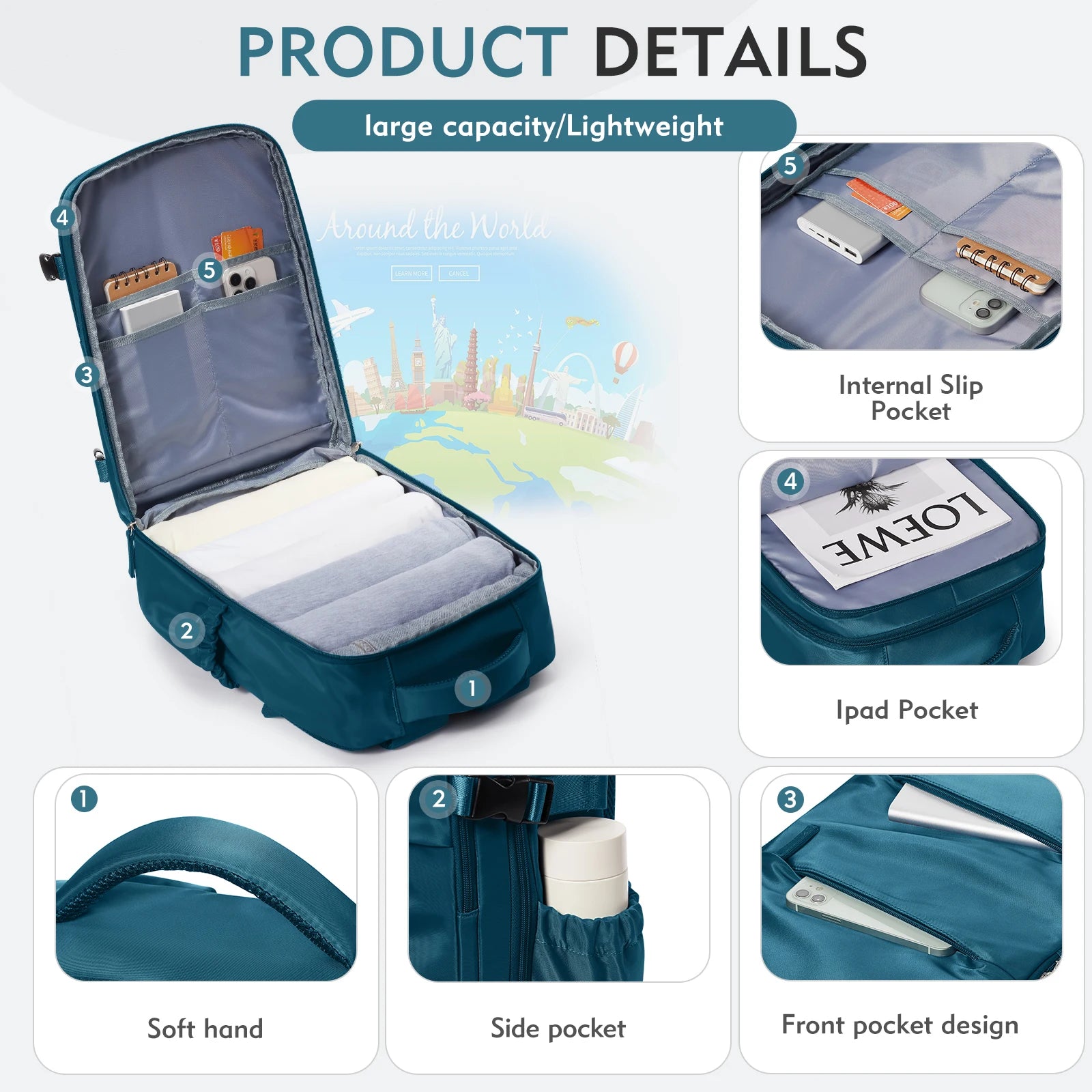 Waterproof Backpacks Travel Backpack Airplane Cabin 45x36x20 Easyjet