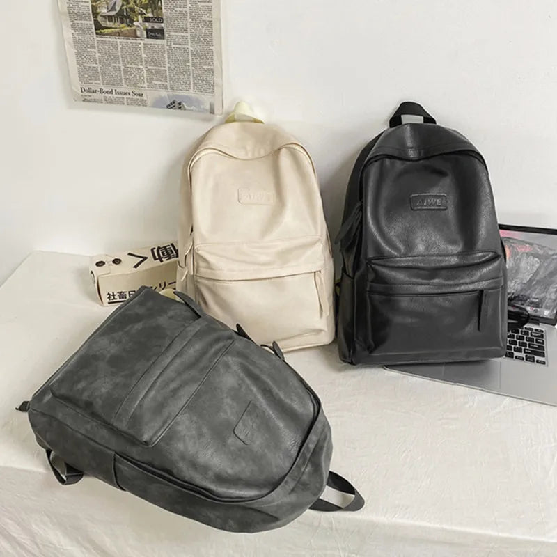 High Quality Women Man Backpack PU Leather Men's Backpacks Girl Luxury