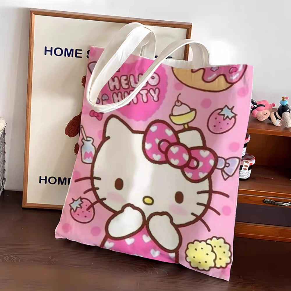 Sanrio Hello Kitty Large Capacity Canvas Bag Cute Cartoon Kt Cat New
