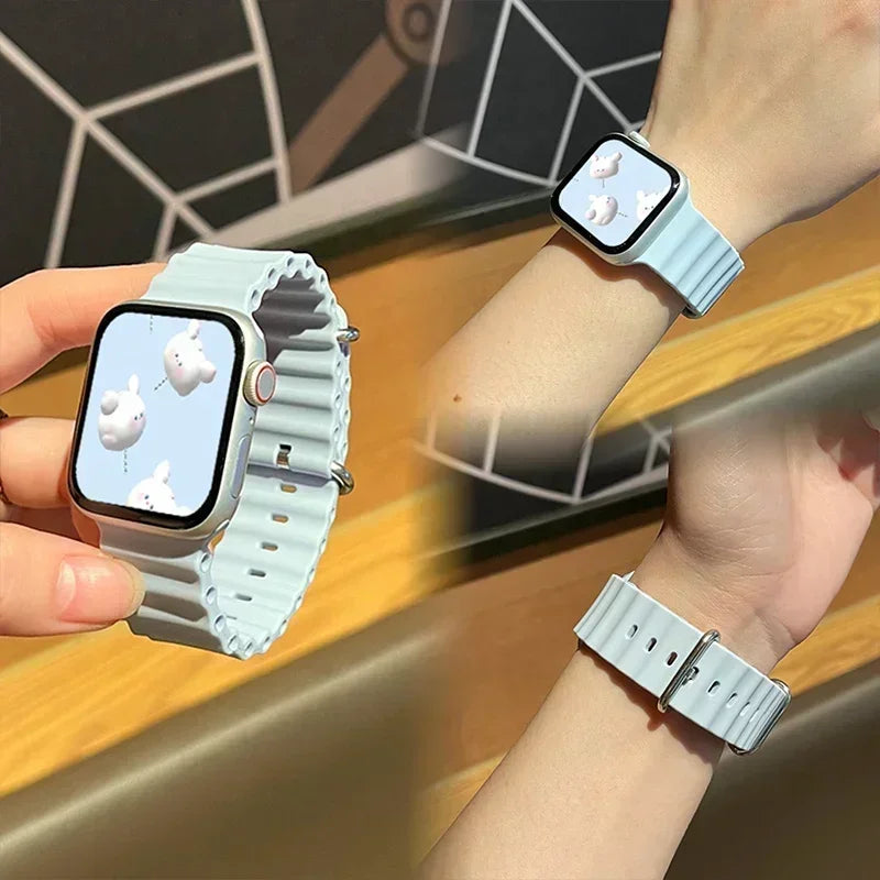 Silicone Ocean band for Apple Watch straps 45mm 46mm 40mm Ultra 2 49mm