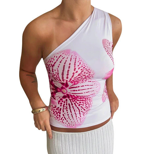 CUTENOVA Floral Print Fitted Tops Women Resort Wear Graphic Tees
