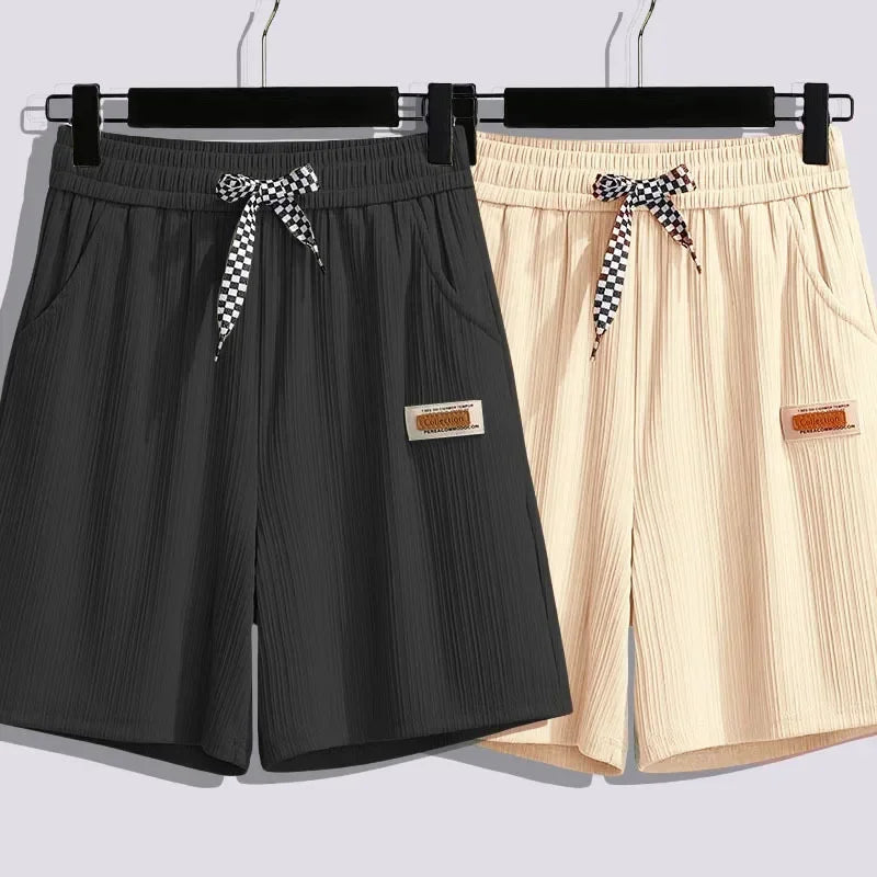 Ice silk shorts, women's summer thin slim, loose high-waisted straight