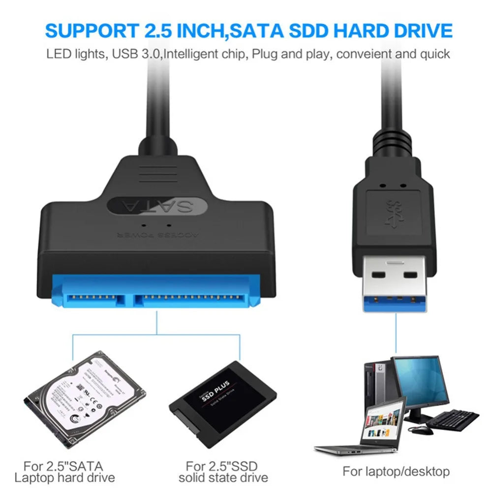 SATA to USB 3.0/2.0/Type-C Cable Up to 6 Gbps for 2.5 Inch External