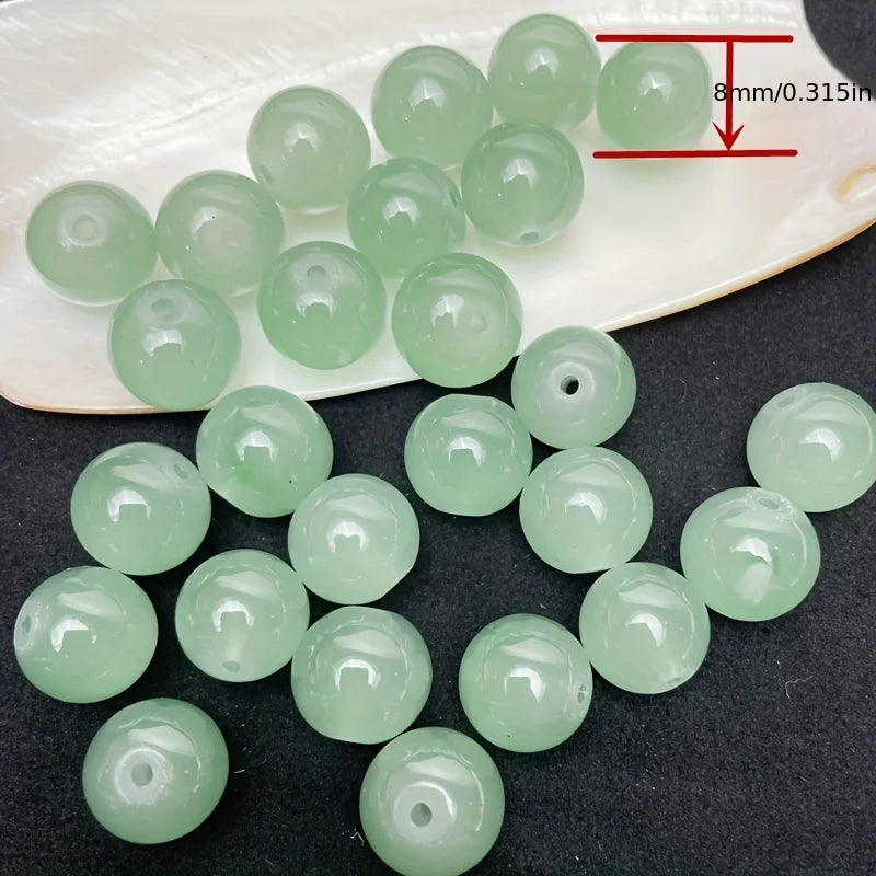 8mm/50pcs Sweet Style Dual Color Glass Loose Beads For Handmade DIY