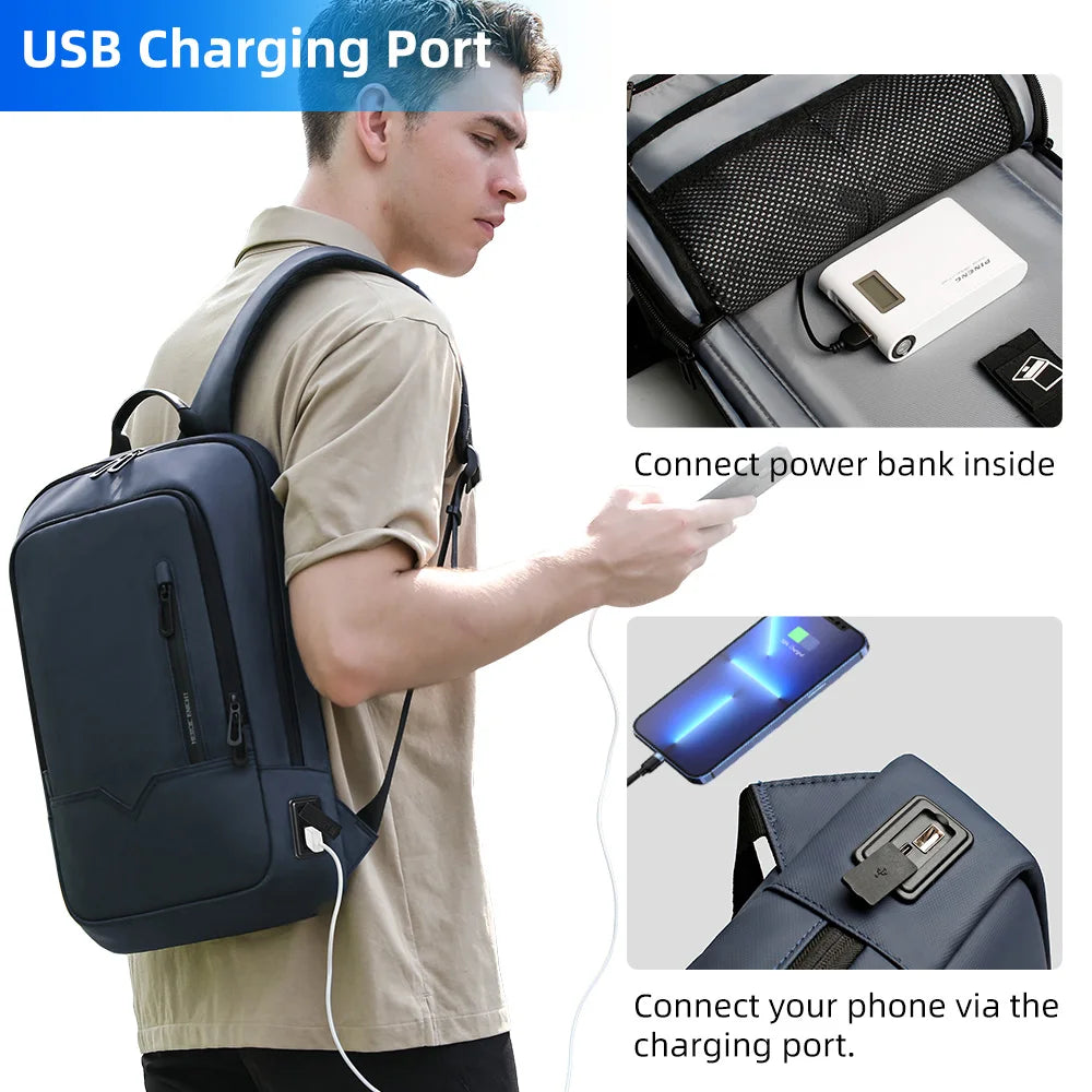 HK Slim Backpack For Men 15.6 Inch Laptop Bags Waterproof Minimalist