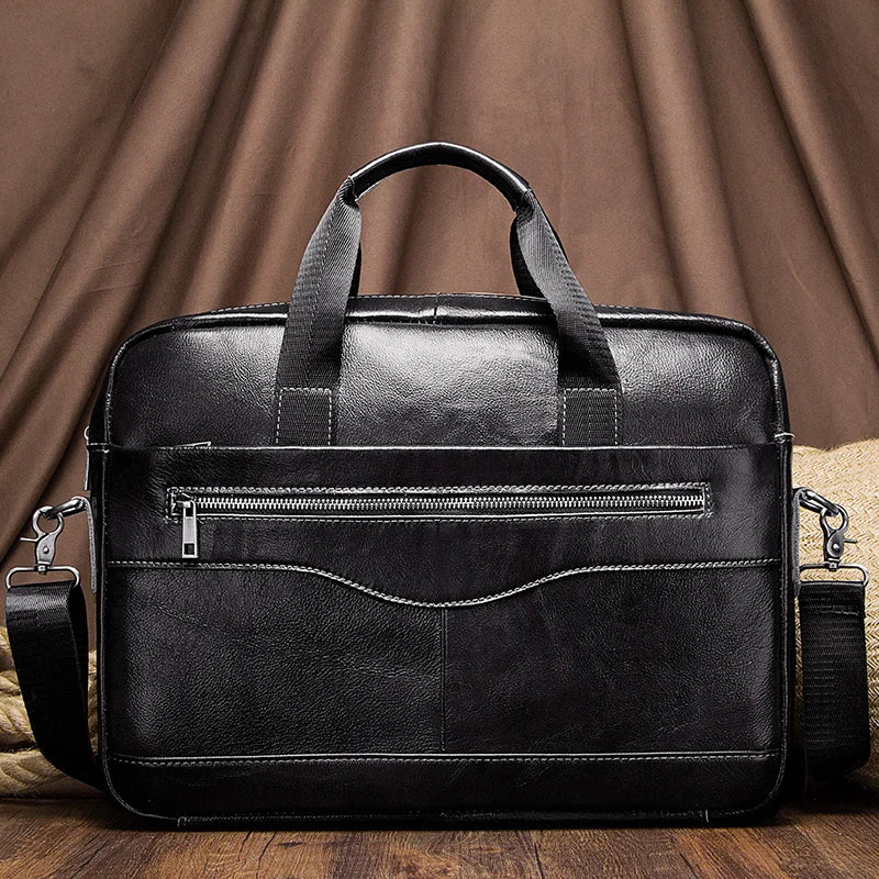 Genuine Leahther Men Briefcase Portable Office Handbag for Laptop Bag