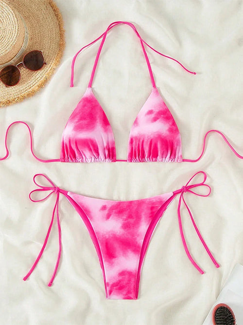 Tie Dye Bikins 2025 Mini Micro String Bikini Women Swimwear Female