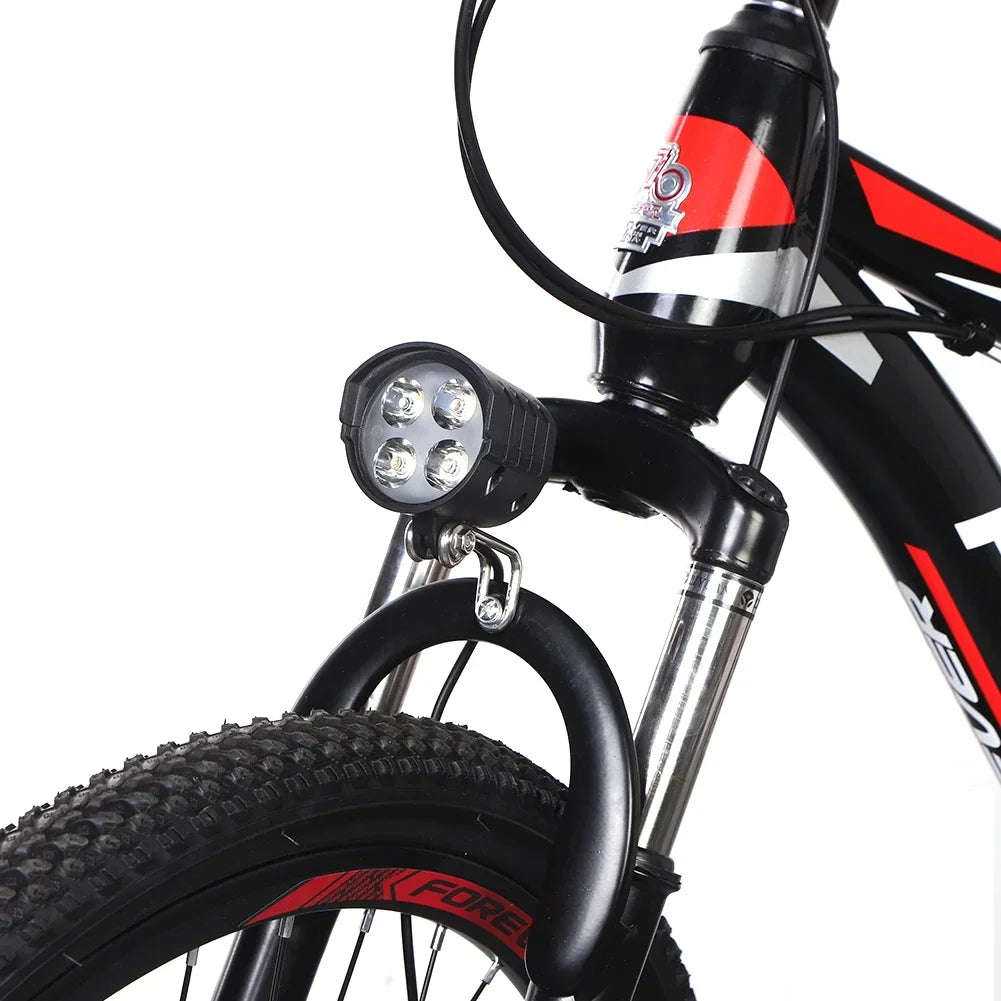 E-Bike Horn Light Electric Bicycle 4 LED Headlight 12W Waterproof 2 in