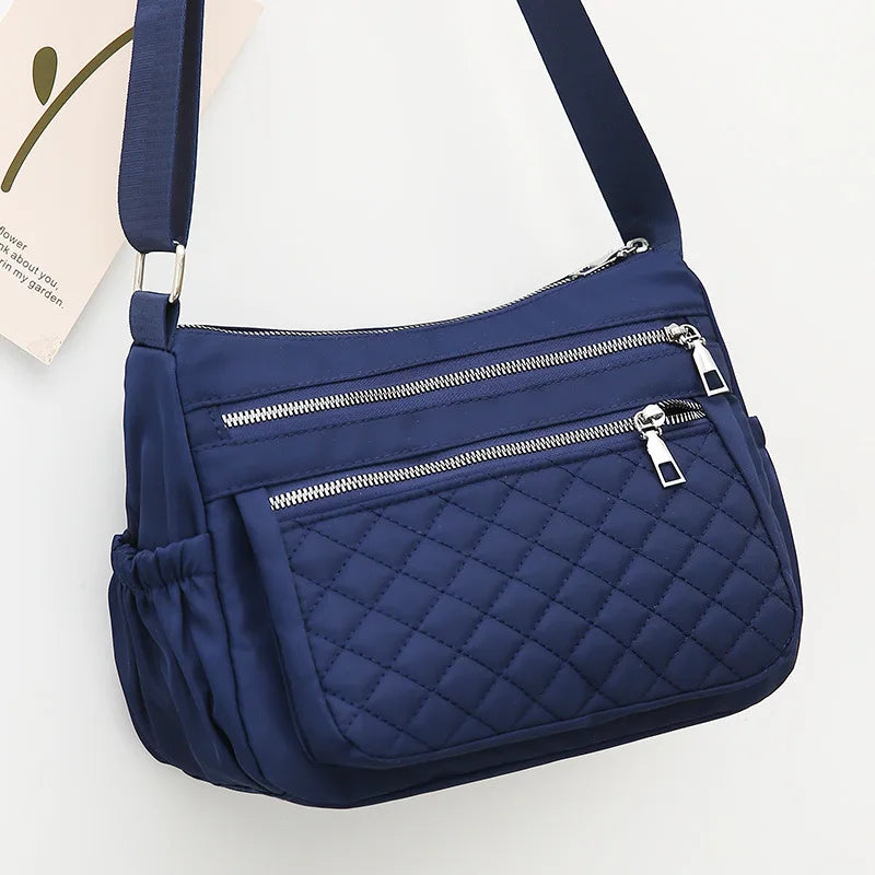 Yogodlns Women Nylon Shoulder Bag Waterproof Multi-pocket Zipper Bag