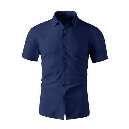 New Men's Business Casual Solid Color Short Sleeved Shirt for Summer