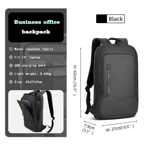 HK Slim Backpack For Men 15.6 Inch Laptop Bags Waterproof Minimalist